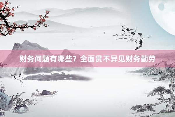 财务问题有哪些?全面贯不异见财务勤劳